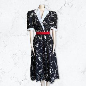 70's Vintage Dress Floral Midi